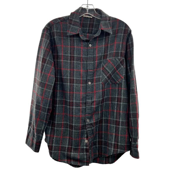 La Miel Plaid Button Down Flannel Top Gray/Multi Size Medium - Picture 1 of 9